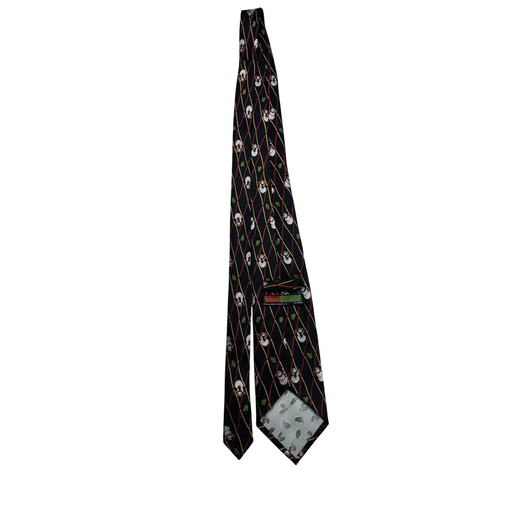 Holiday Traditions All Silk Hand Made Snowman Holly Christmas Necktie‎